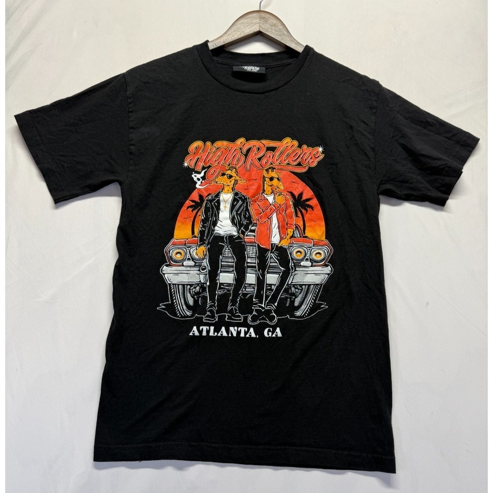 High Rollers Atlanta GA T Shirt Unisex Small Black Graphic Print Smoking Giraffe